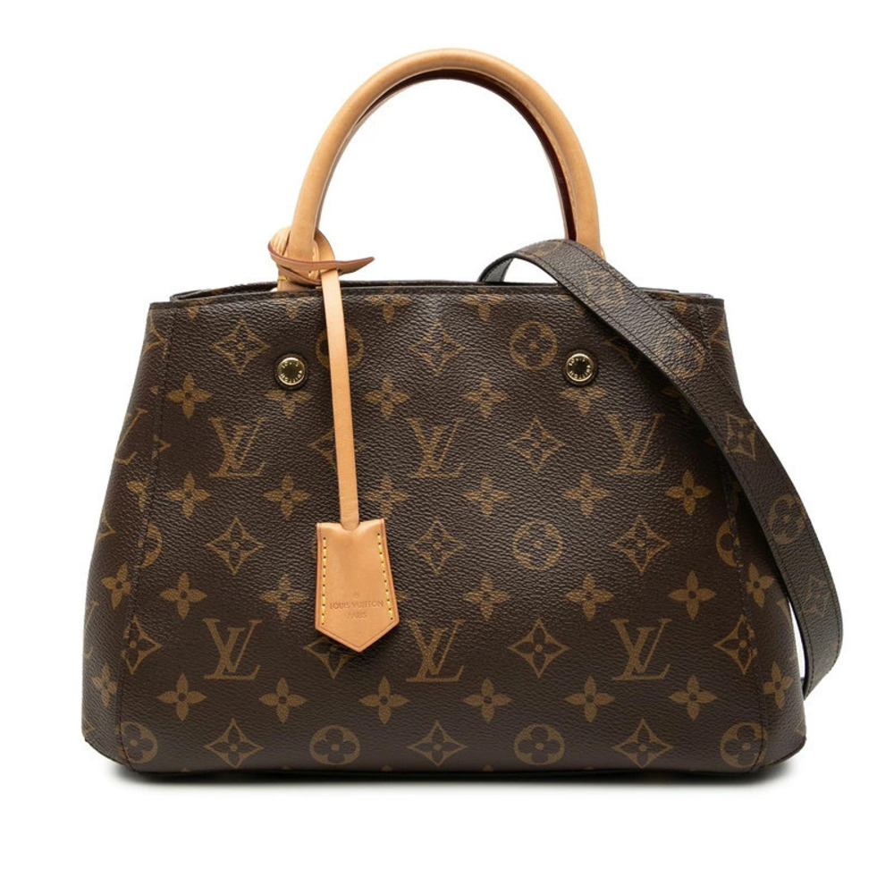 Louis Vuitton Monogram Montaigne 2way Shoulder Bag Brown Leather